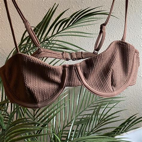 DAMSEL Texture Underwire Bikini Top In Brown From Depop