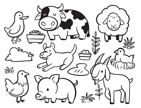 Farm Animals Clipart Black White Images - Free Download on Freepik ...