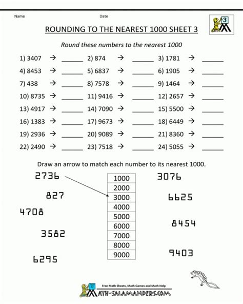 Rounding Worksheets 3rd Grade - Printable Word Searches