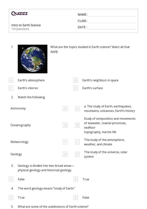 50+ Earth Science worksheets for 9th Grade on Quizizz | Free & Printable