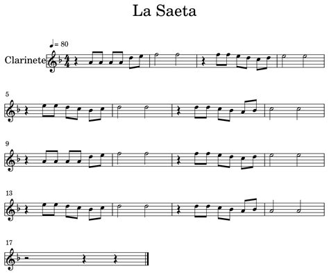 La Saeta Sheet Music For Clarinet