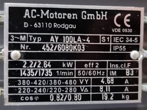 Used AC-Motoren GmbH AY 100LA-4 electric motor - HOS BV