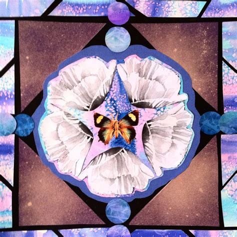 A Stained Glass Window With A Butterfly In The Center