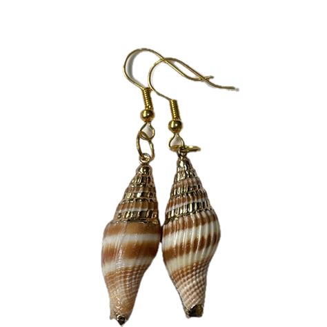 Natural Seashell Gold Trim Earrings Seashell Story Kaikoura