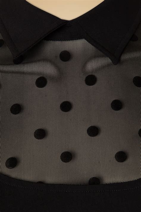 50s Wednesday Polkadot Pencil Dress In Black