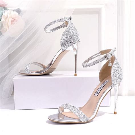 Us Women S Wedding Shoes Glitter Stiletto Heel High Heel Open