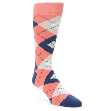 Coral Navy Argyle Wedding Groomsmen Mens Dress Socks Wedding Socks Groomsmen Socks Groom Socks