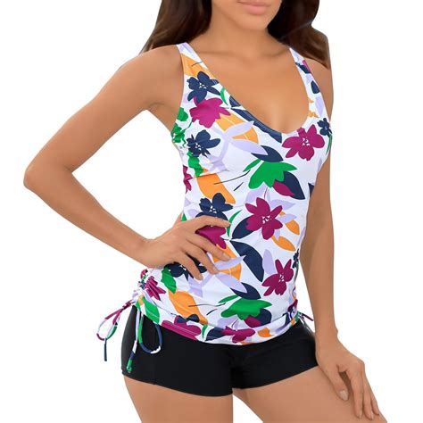 Idall Tankini Swimsuitsbathing Suit Split Conservative Swimsuit Floral Print Beach Bikini