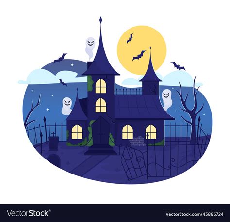 Haunted house 2d isolated Royalty Free Vector Image