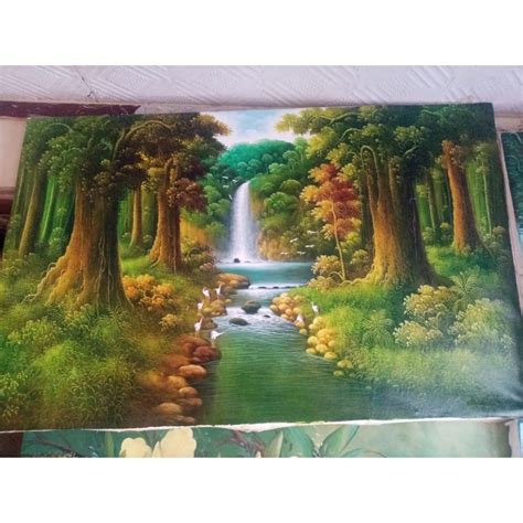 Jual lukisan pemandangan air terjun | Shopee Indonesia