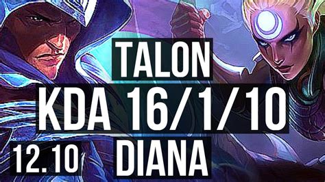 Talon Vs Diana Jng 16 1 10 Rank 3 Talon Legendary Tr Challenger