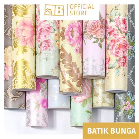 Jual Cod Wallpaper Sticker Dinding Motif Batik Bunga Anti Air