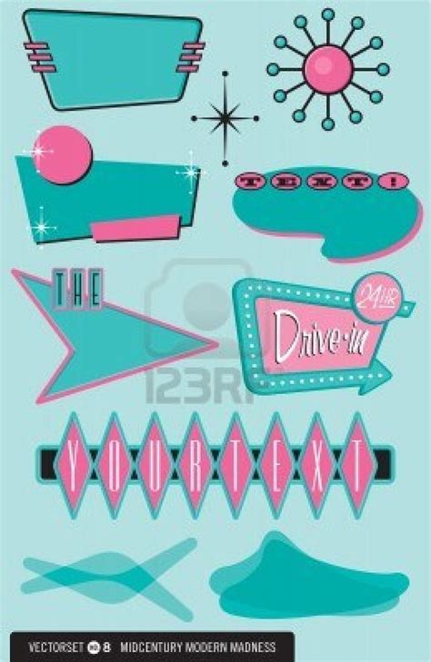 Set of 10 retro, 1950s-style design elements for logos, labels | C R E ...