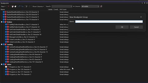 Breakpoint Groups In Visual Studio