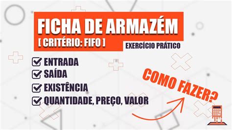 FIFO FICHA DE ARMAZÉM EXERCÍCIO PRÁTICO YouTube