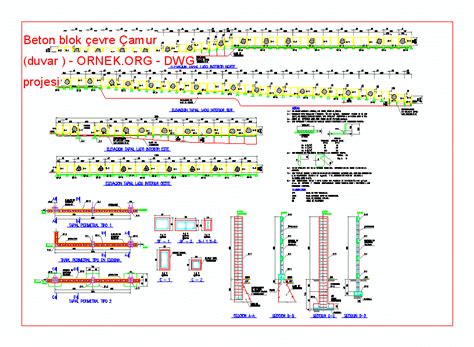 Beton Blok Evre Amur Duvar Dwg Projesi Autocad Projeler