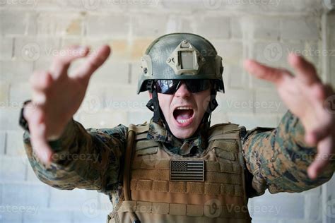 angry soldier pointing 31034776 Stock Photo at Vecteezy