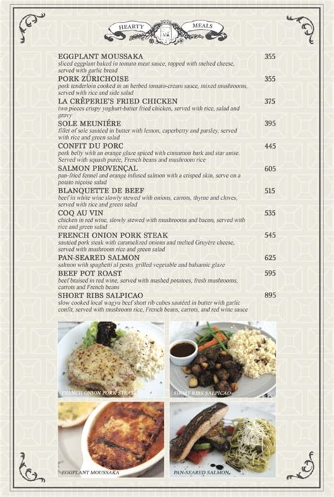 Menu – La Creperie