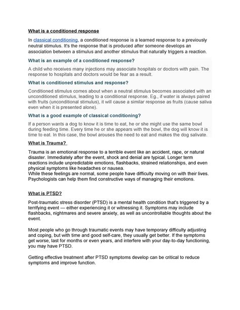 What is a conditioned response - It's the response that is produced after someone develops an ...