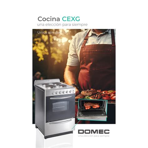 Cocina Domec CEXG eléctrica 4 hornallas acero inoxidable DOMEC