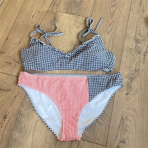 Aerie Swim Nwot Aerie Gingham Seersucker Gingham Bikini Set Poshmark