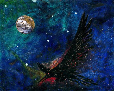 Raven Moon Painting By Bradly Dreamwalker Macdonald Fine Art America