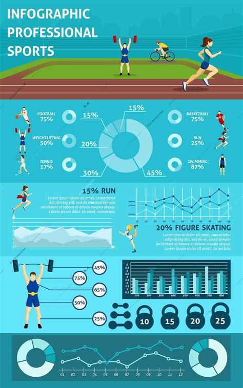 Professional Sport Infographic With People Icons Graphics And Charts