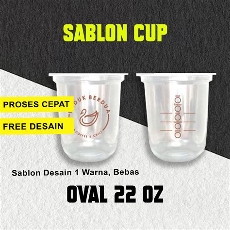 Jual Sablon Cup Gelas Custom 22oz Oval Murah Free Desain Shopee Indonesia