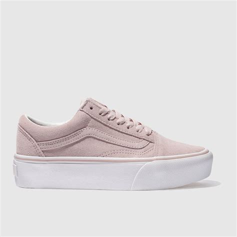 Womens Pale Pink Vans Old Skool Platform Trainers Schuh