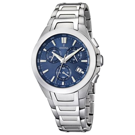 Montre Festina F16678 2 Montre Chrono Acier Bleue Homme Sur Bijourama