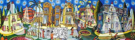 Tel Aviv Streets At Night Naive Art Paintings Folk Artworks Painter