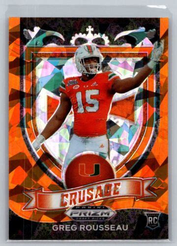 2021 Panini Prizm Draft Picks 163 Greg Rousseau Orange Ice Crusade RC