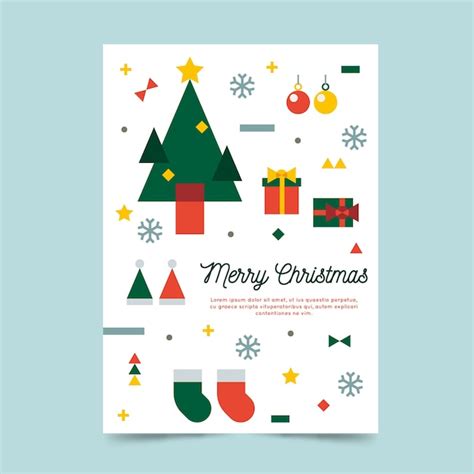 Free Vector Christmas Poster Template With Colorful Geometric Shapes