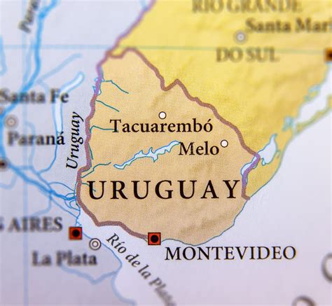 Geographic Map of Uruguay Countries with Important Cities Stock Image ...