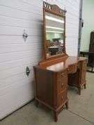 1940 S Mahogany Vanity W Mirror Bench Oberman Auctions