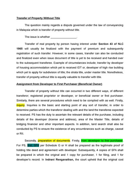 Transfer Of Property Without Sale Deed at Herlinda Means blog