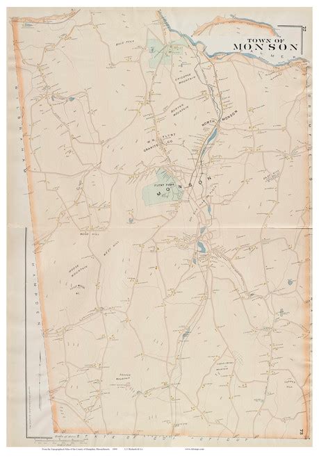 Monson Massachusetts 1894 Old Town Map Reprint Hampden Co Old Maps