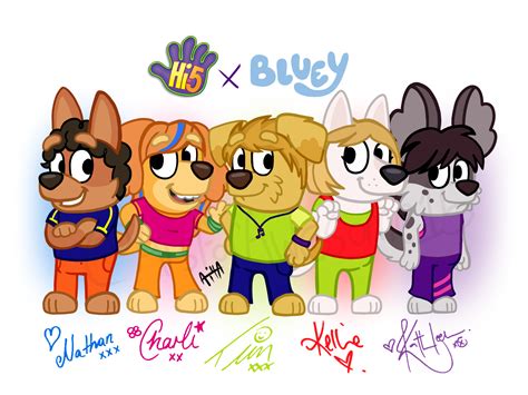 I drew the original Hi-5 Australian cast in the Bluey style : r/bluey