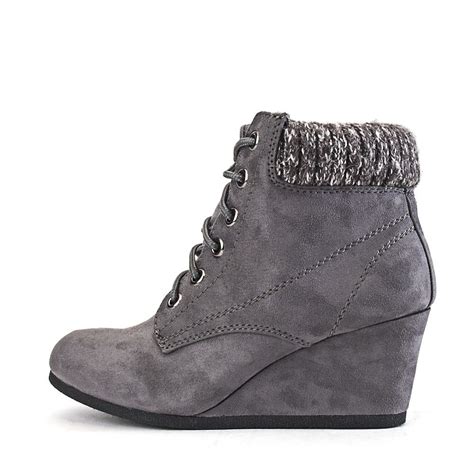 SHIEKH Women S Ankle Wedge Boot B LS2652A FD B LS2652A CHAR Shiekh