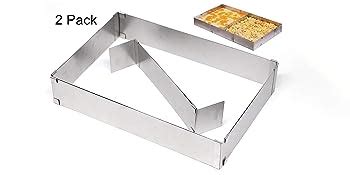 Tebery 2 Pcs Square Baking Cake Tin Adjustable Cake Tins Rectangular