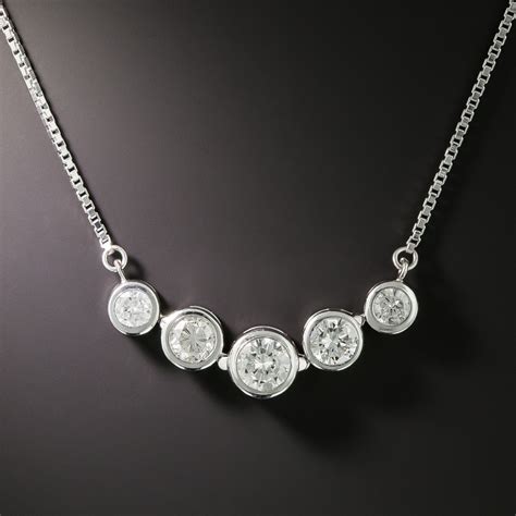 Estate Five-Diamond Bezel-Set Necklace