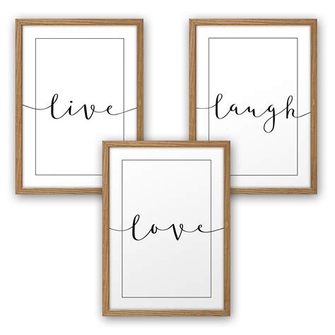 Live Love Laugh Teiliges Poster Set Kreative Feder