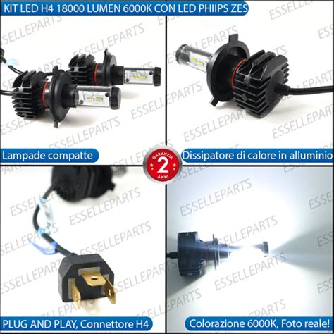 Kit Full Led 6000k Canbus LAMPADE H4 FIAT PANDA CROSS Luce Bianca No Error