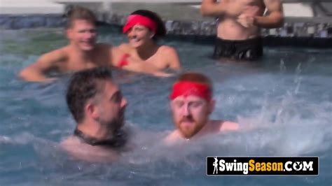 GInger Swingers Have Such Fun Naked In The Pool