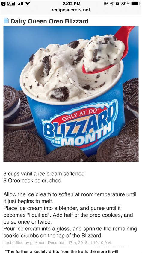 Dairy Queen Oreo Blizzard Chewybrownies Oreo Blizzard Recipe