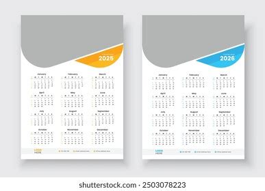 2025 2026 Years Calendar One Page Stock Vector (Royalty Free ...