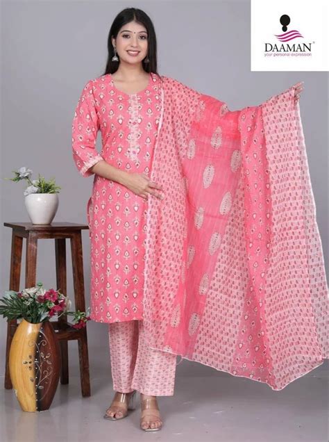 Pure Cotton Kurti Pant Dupatta Pc Set Machine Wash At Rs