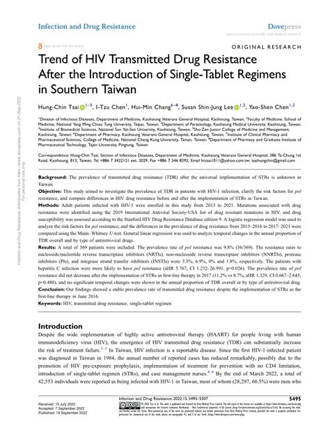 Pdf Trend Of Hiv Transmitted Drug Resistance After The Introduction