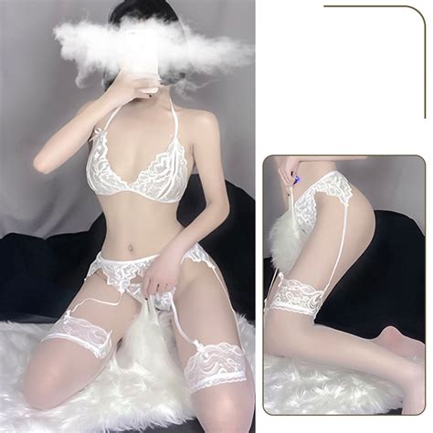 Jual Lingerie Sexy Renda Open Crotch G String Bra Transparan Garter