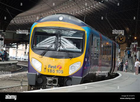 First Transpennine Express Class 185 Passenger Train Waiting At A Platform At York Railway